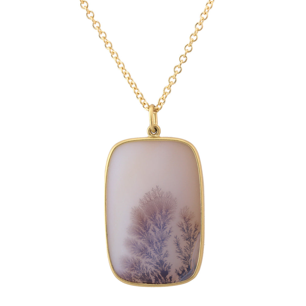 Detail of view of Rectangular Cushion Cut Dendritic Agate Necklace by Lola Brooks