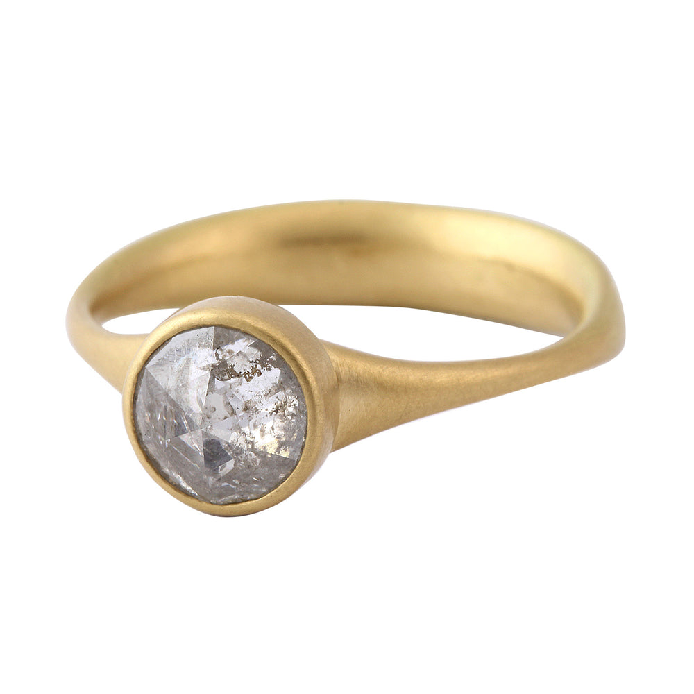 Angled view of Round Icy Diamond Ring by Lola Brooks