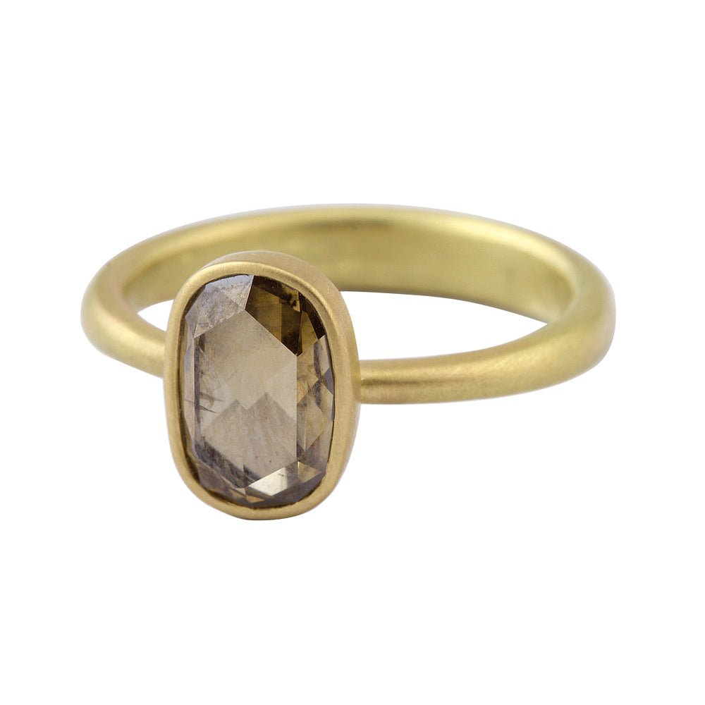 Angled view of Oblong Champagne Diamond Ring by Lola Brooks