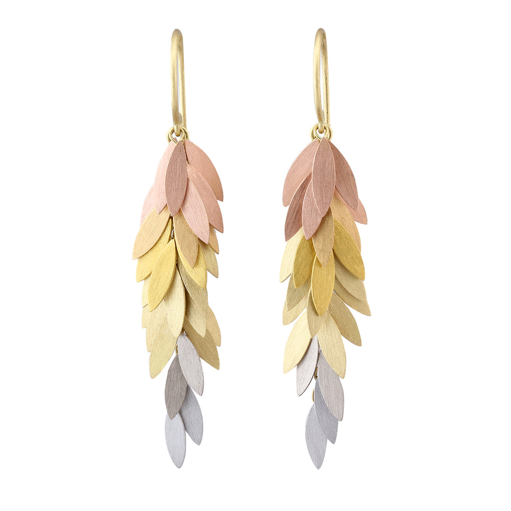 Front-facing view of Rainbow Leaf Earrings by Sia Taylor.