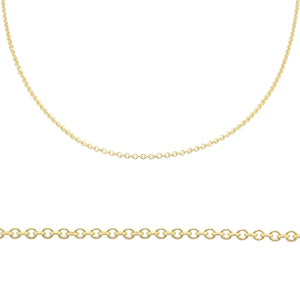 Detail views of 18k yellow gold cable chain.