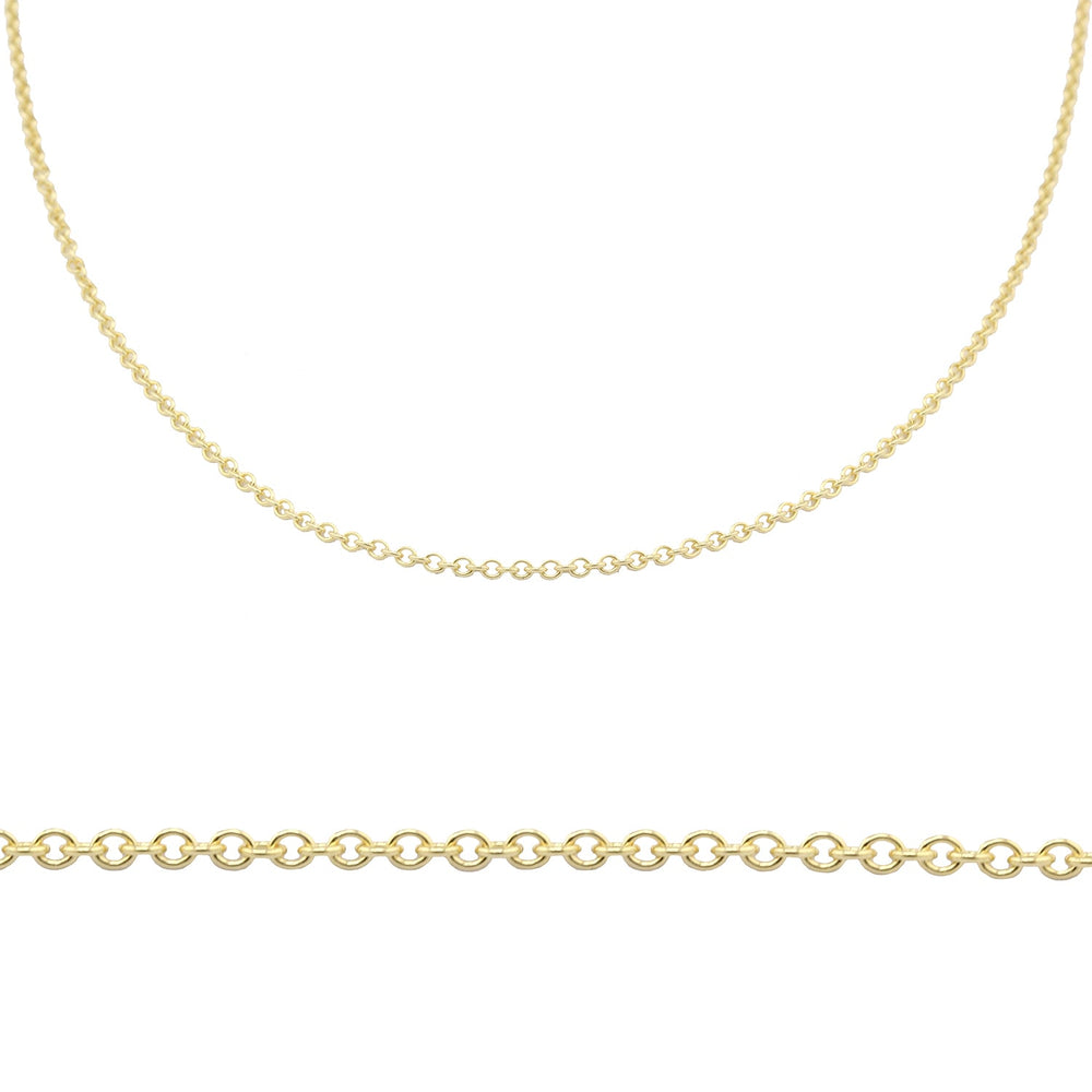 Detail views of 22k yellow gold cable chain.