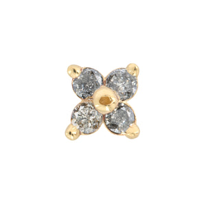 Front-facing view of Clover Stud with white/grey diamonds by Ruta Reifen.