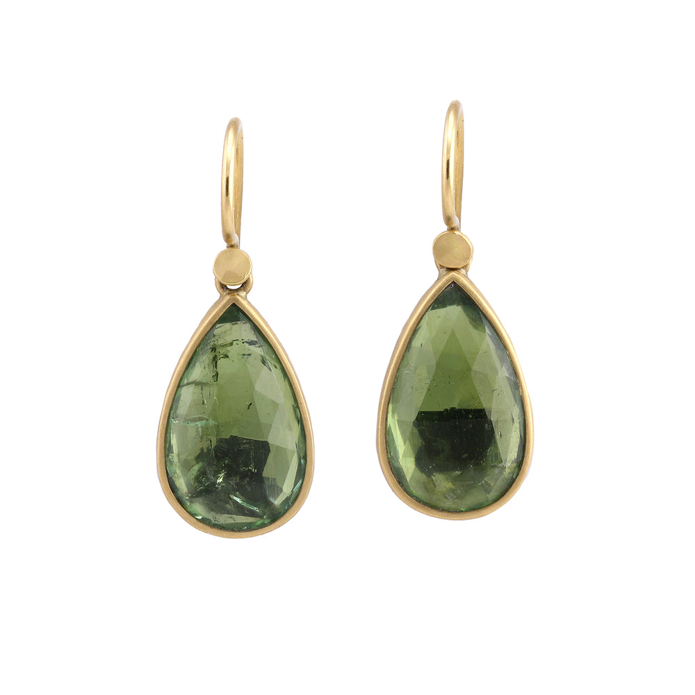 Front-facing view of Pale Green Tourmaline Drops by Lola Brooks