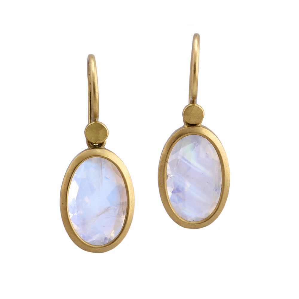 Front view of Tiny Oval Moonstone Drops by Lola Brooks.