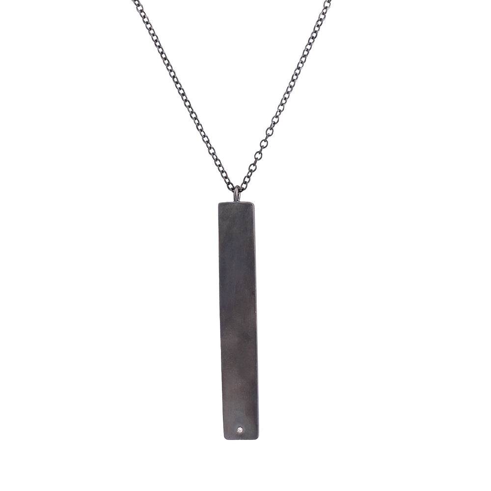 Long Rectangle Necklace with Single Diamond