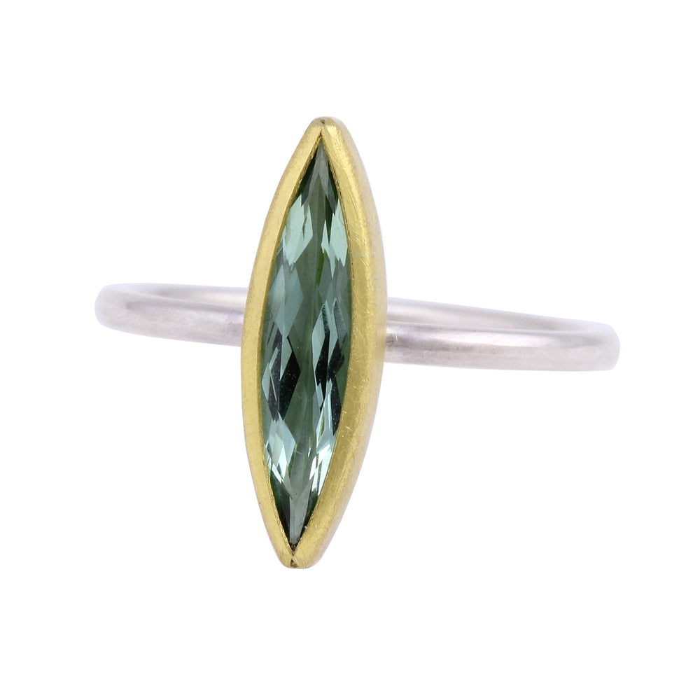 Angled view of Tourmaline Marquise Ring by Sam Woehrmann.
