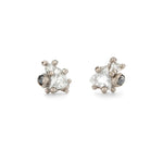 Raw Diamond Cluster Stud Earrings