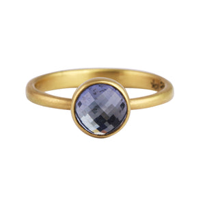 Front-facing view of Checkered Round Natural Umbra Sapphire Ring by Lola Brooks