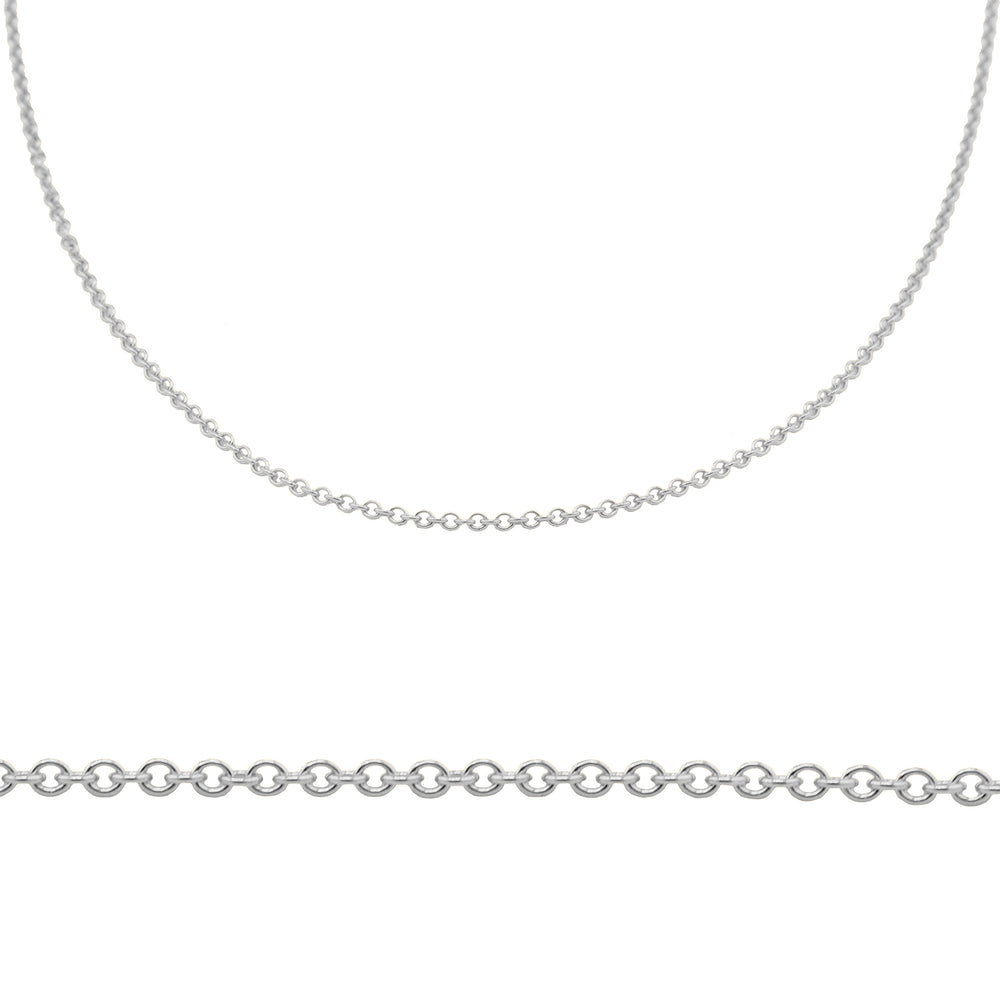 Detail views of sterling silver cable chain.