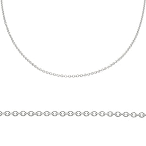Detail views of sterling silver cable chain.