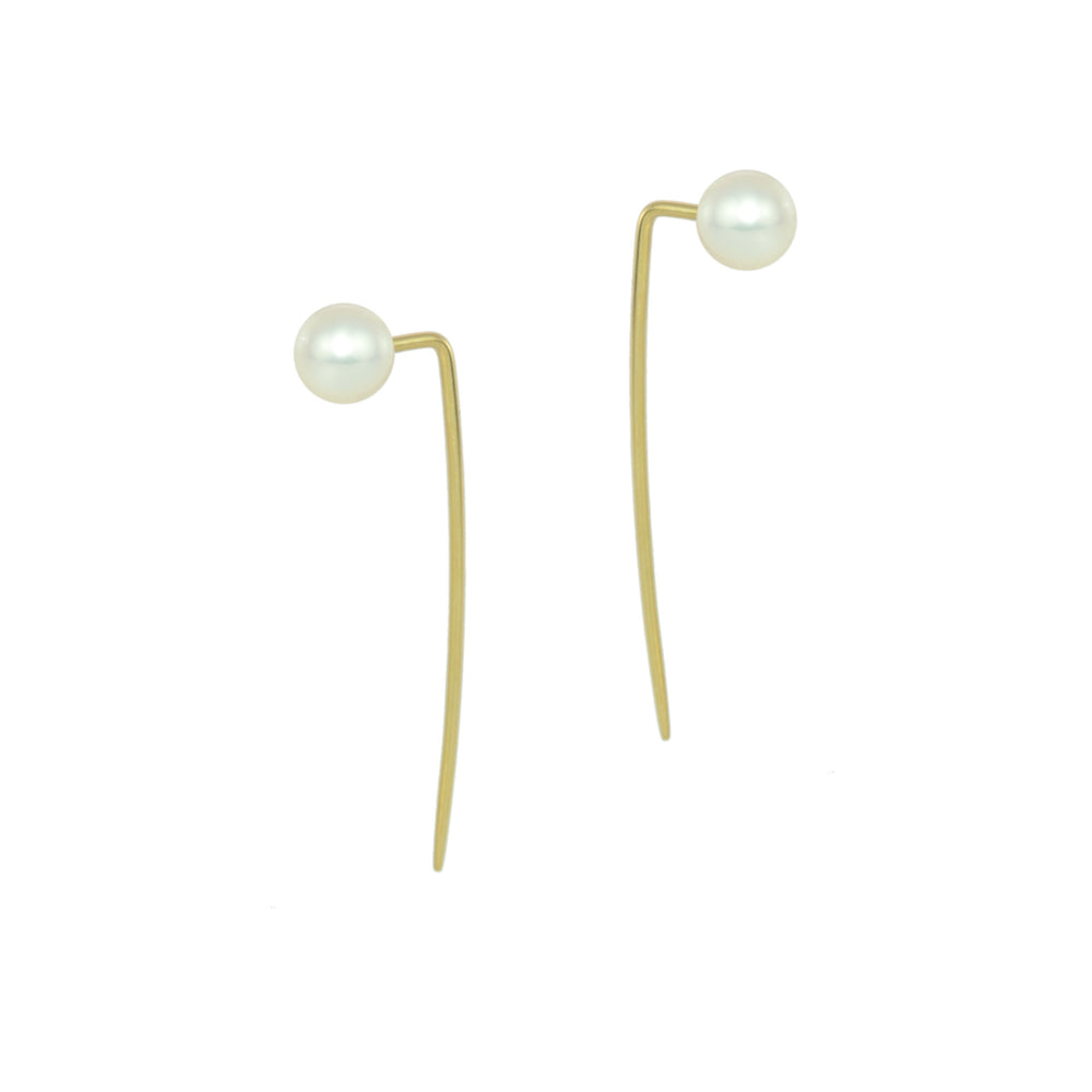 Small Pearl Gold Spike Earrings