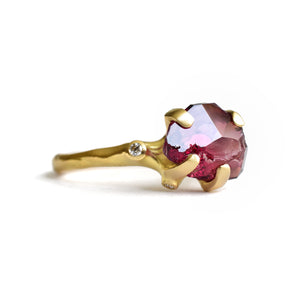 Front-facing view of Rhodolite Garnet Rough Luxe Ring by Johnny Ninos