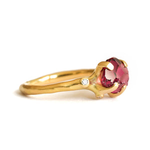 Side view of Rhodolite Garnet Rough Luxe Ring by Johnny Ninos