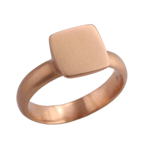 Angled view of Square Signet Ring - Rose, by Betsy Barron Jewellery