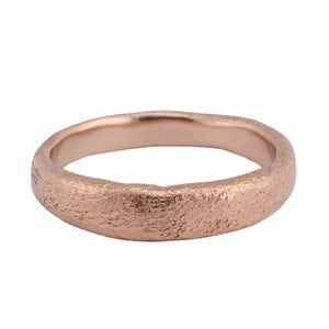 Front-facing view of narrow molten band in 14k rose gold by Betsy Barron Jewellery