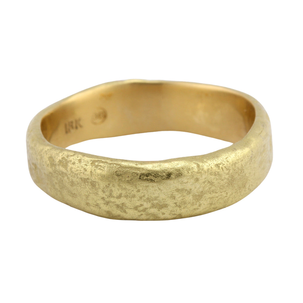 Front-facing view of Wide Molten Band in 18k yellow gold by Betsy Barron Jewellery