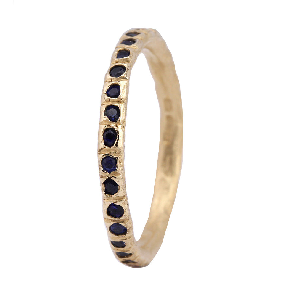 Vertical view of Sapphire Gold Eternity Band by Ruth Tomlinson
