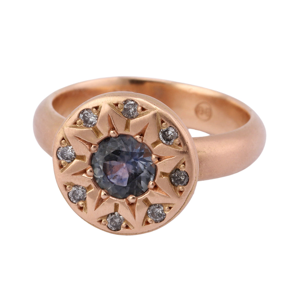 Angled view of ancient flower ring by Betsy Barron Jewellery