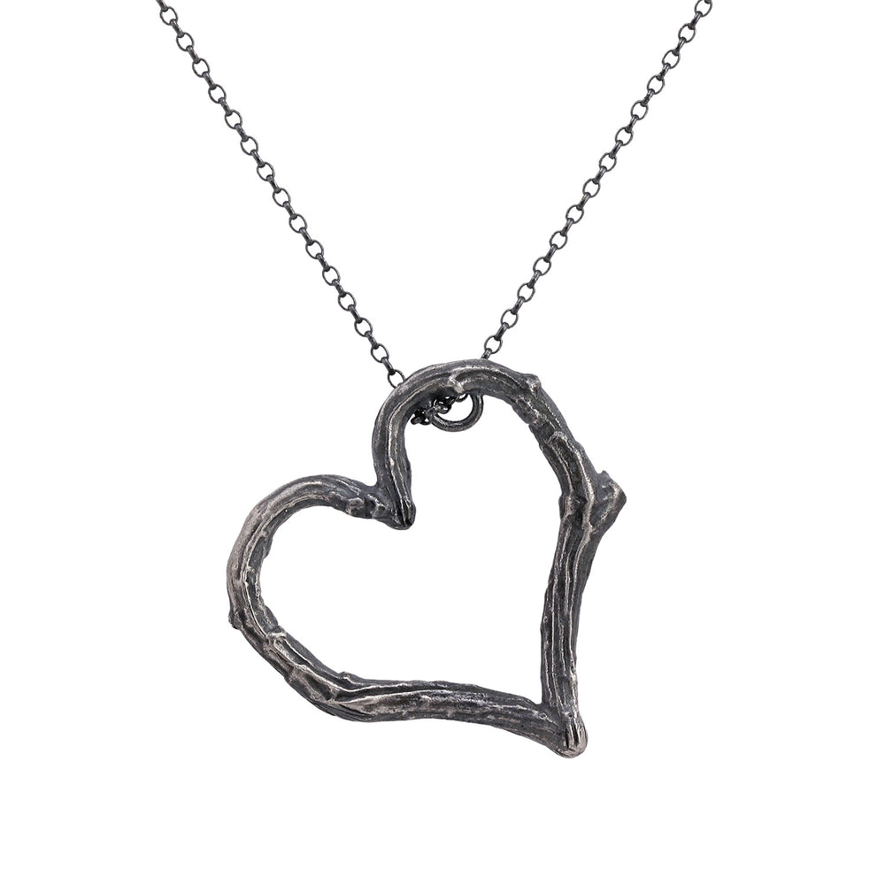 Detail view of Elio Necklace in oxidized sterling silver by Betsy Barron