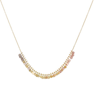 Detail view of Rainbow Tiny Dots Arc Necklace by Sia Taylor