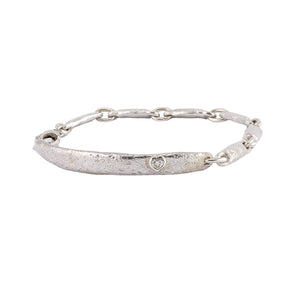 Front-facing view of Molten ID Link Bracelet with Diamond Heart by Betsy Barron Jewellery