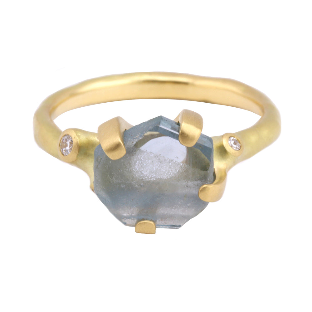 Front-facing view of Rough Luxe Montana Sapphire Ring by Johnny Ninos.