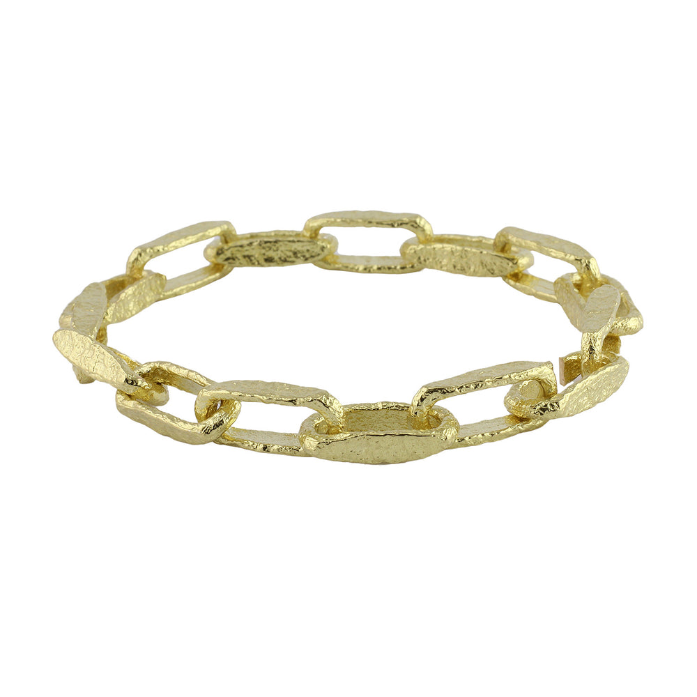 Angled view of Desmond bracelet in  18k yellow gold, by Betsy Barron