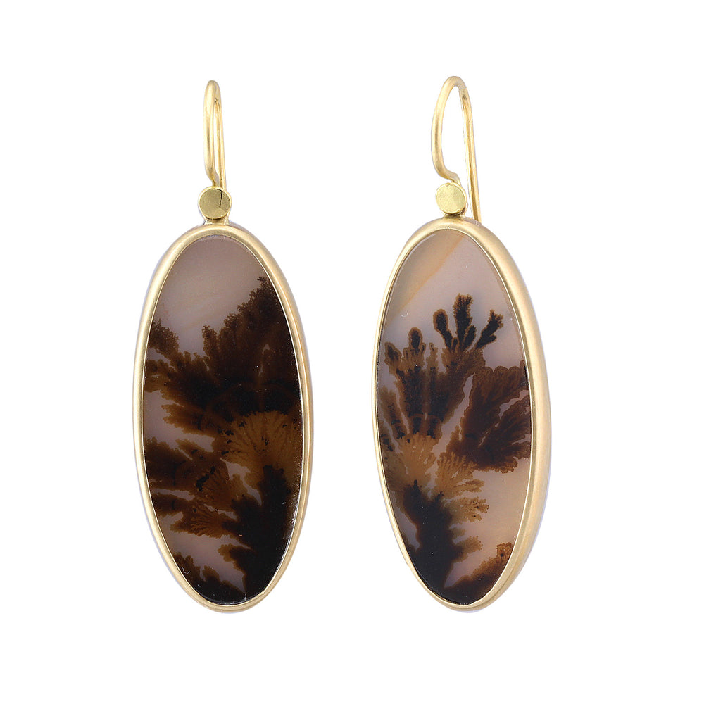 Angled view of Dendritic Agate Elongated Oval Drops by Lola Brooks