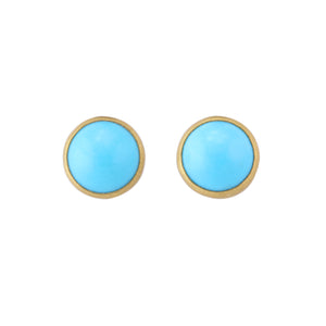 Front-facing view of Round Sleeping Beauty Turquoise Studs by Lola Brooks