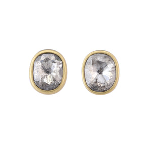 Front-facing view of Oval Smoky Diamond Studs by Lola Brooks