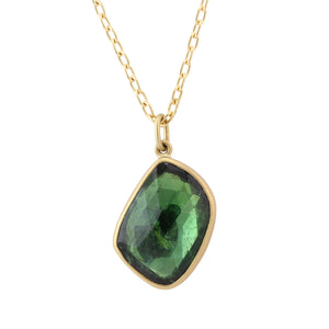 Detail view of Green Tourmaline Pebble Necklace by Lola Brooks