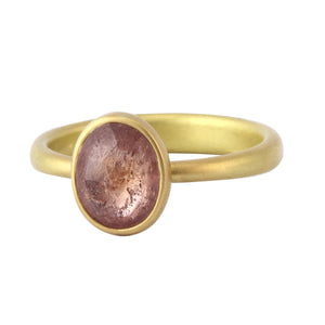 
            
                Load image into Gallery viewer, Angled view of Pale Peachy Pink Umbra Sapphire Oval Ring by Lola Brooks
            
        