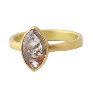 Angled view of Rusty Diamond Navette Ring by Lola Brooks