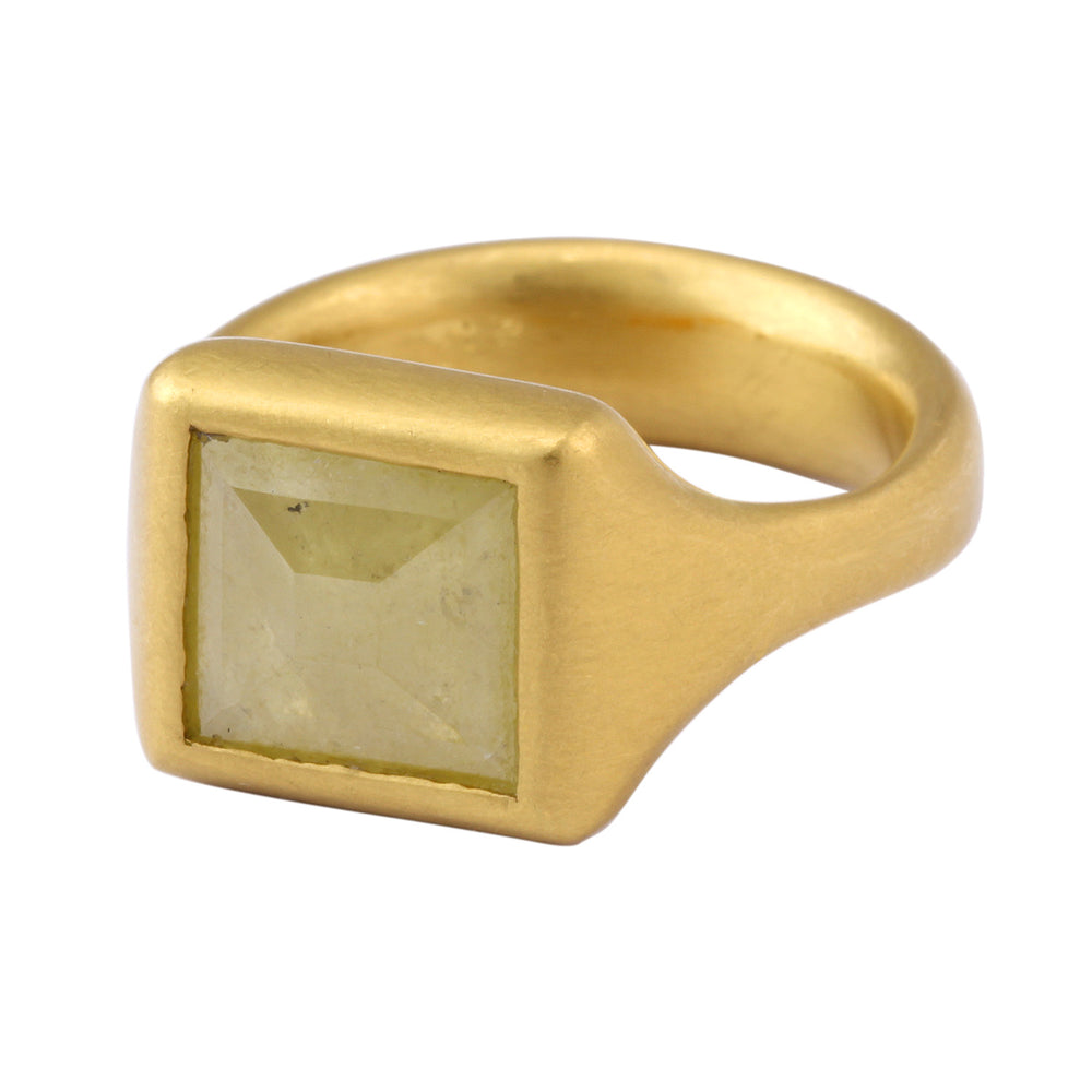 Angled view of Large Square Yellow Diamond Ring by Lola Brooks