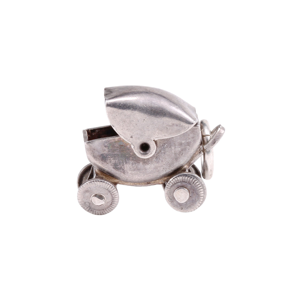 Back-side view of Vintage Baby Carriage Charm from Love & Luxe Estate