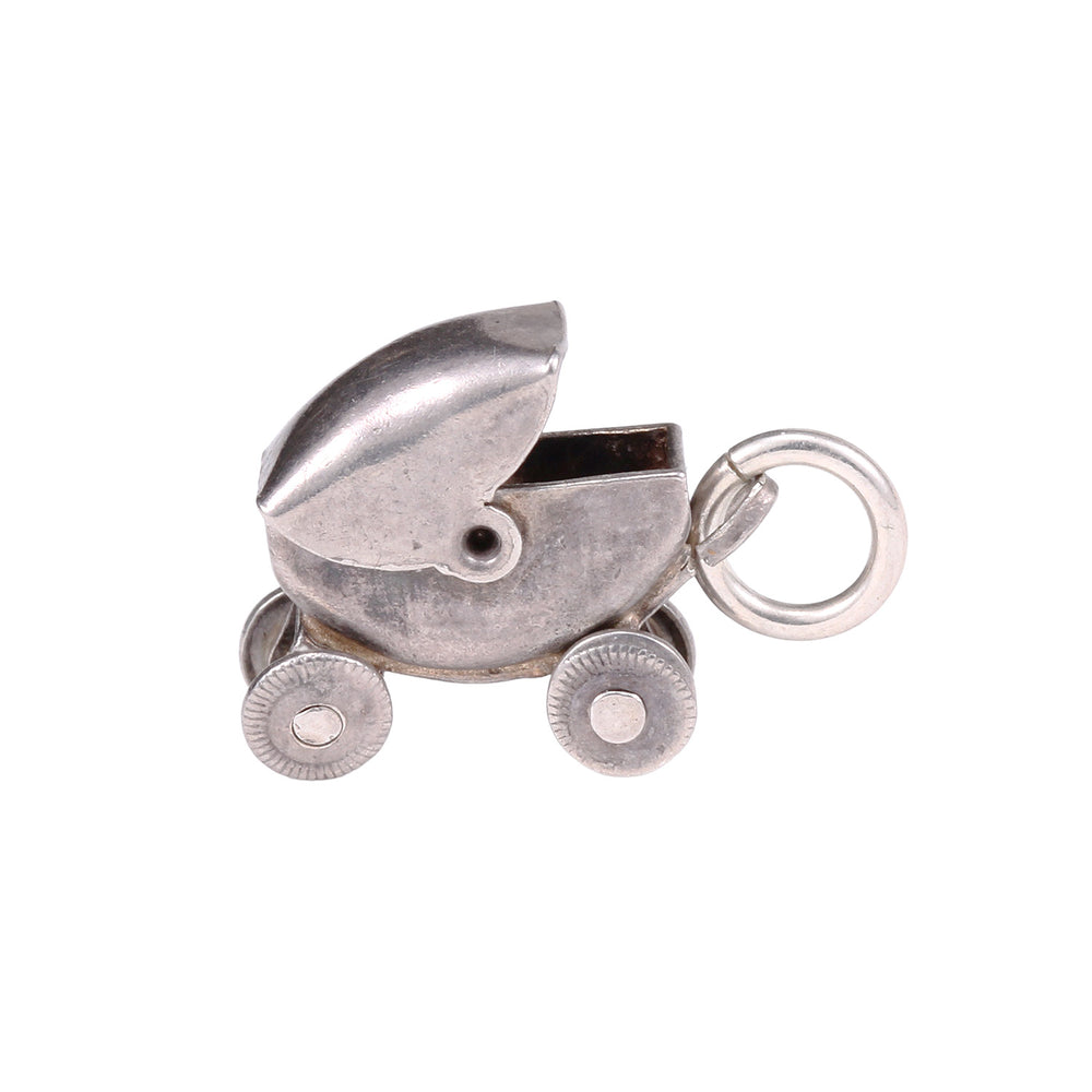 Vintage Silver Baby Carriage Charm