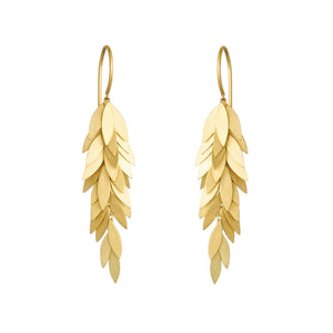 Front-facing view of Golden Leaf Earrings by Sia Taylor