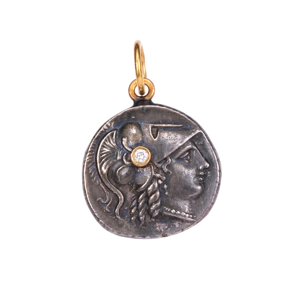 24k Gold and Silver Athena Pendant with Diamond