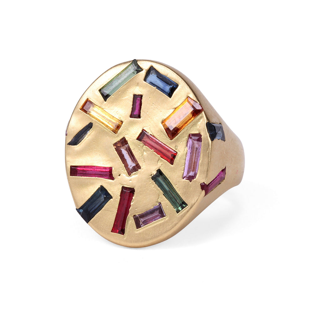 Rainbow Neon Lights Signet Ring