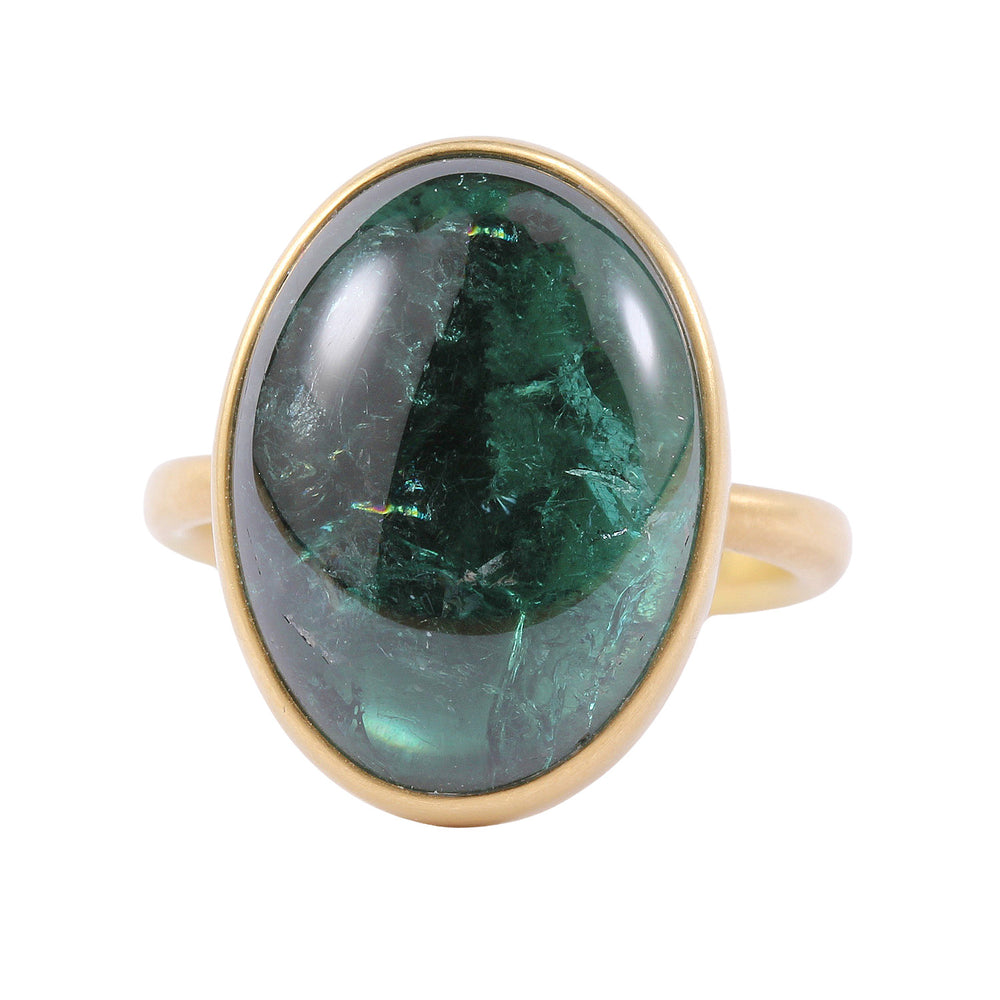 Bluegreen Oval Tourmaline Ring