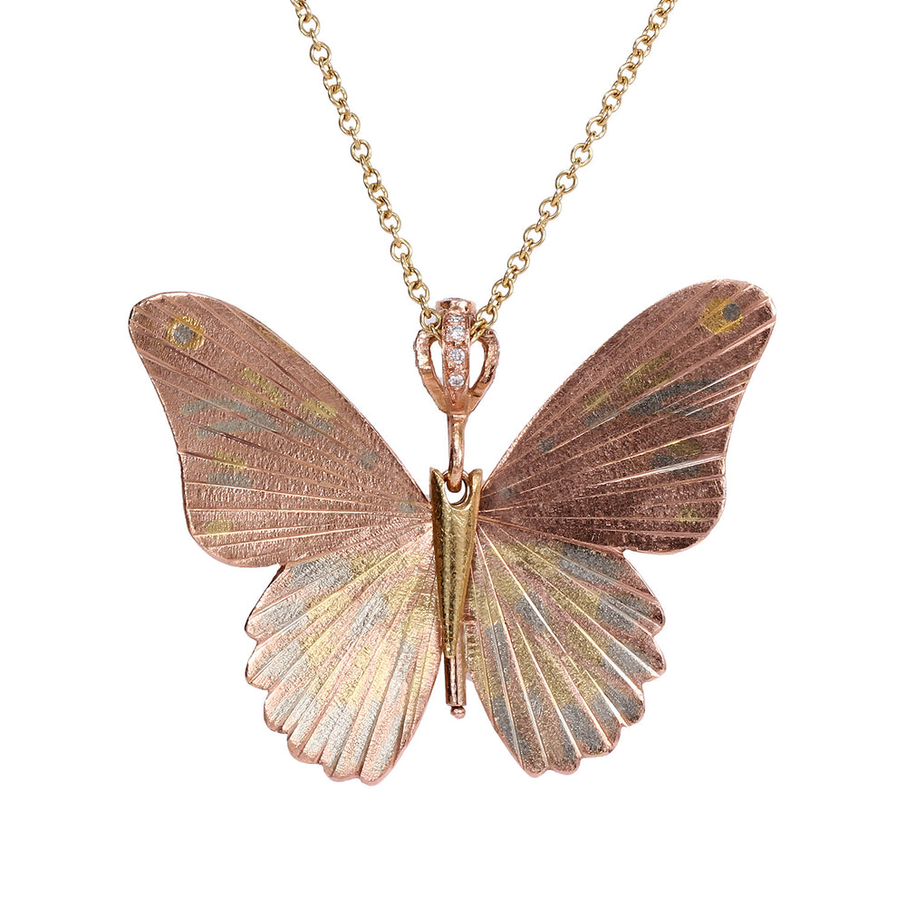 Pink Troides Helena Birdwing Necklace