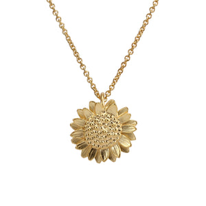 Detail view of Vermeil Small Sunflower Pendant by Elise Moran