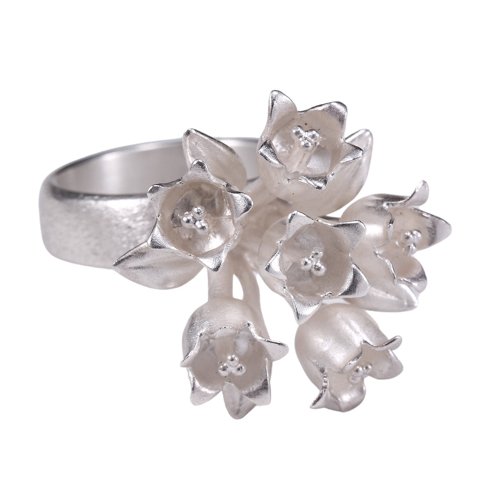 Angled view of SS Lily of the Valley Bouquet Ring by Elise Moran