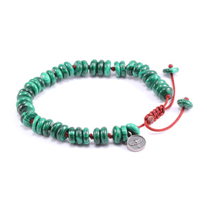 Angled view of Malachite Bracelet by Joseph Brooks