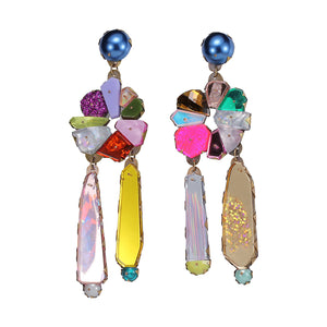 Front-facing view of Pearl Hologem Drop Earrings by Nikki Couppee