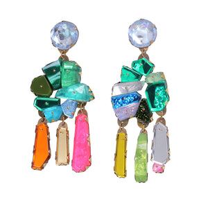 Front-facing view of Emerald Drop Earrings by Nikki Couppee