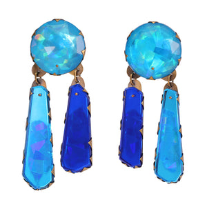 Front-facing view of Sapphire Neogem Drop Earrings by Nikki Couppee