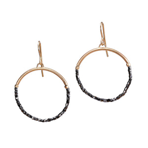 Front-facing view of Black Diamond Beaded Hoops by Monica Riley