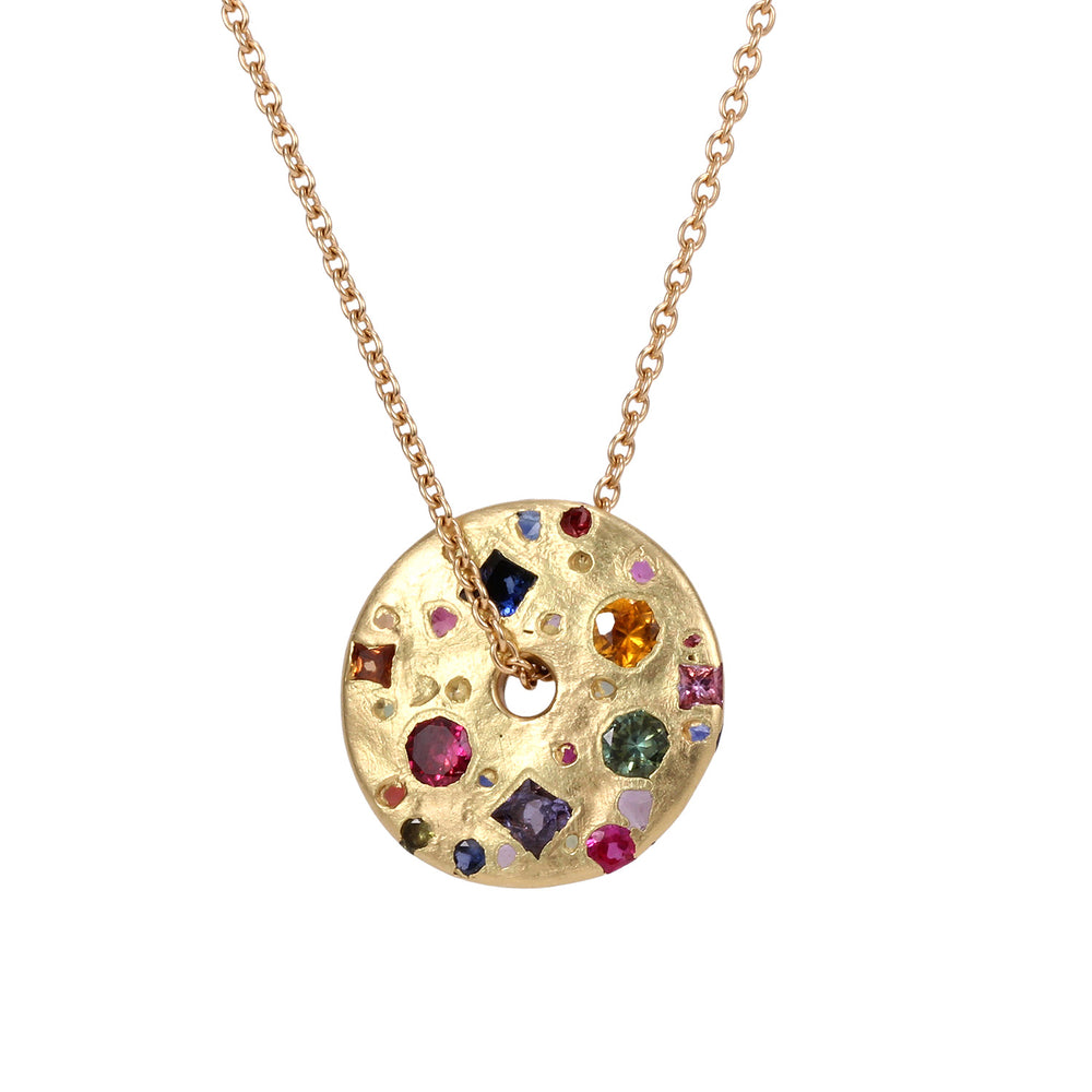 Detail view of side 2 of Harlequin Celeste Spinner Necklace by Polly Wales